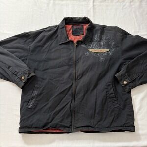 Thor Motocross‎ Jacket Mens XXL Black Full Zip Cotton Canvas Graphic Lining Coat